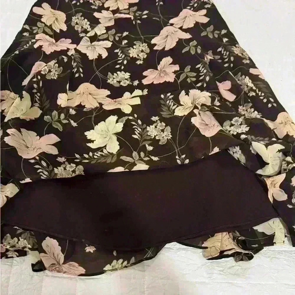 Nine & Co Brown & pink 90s style boho whimsigoth floral midi skirt Size 6 - Picture 7 of 7